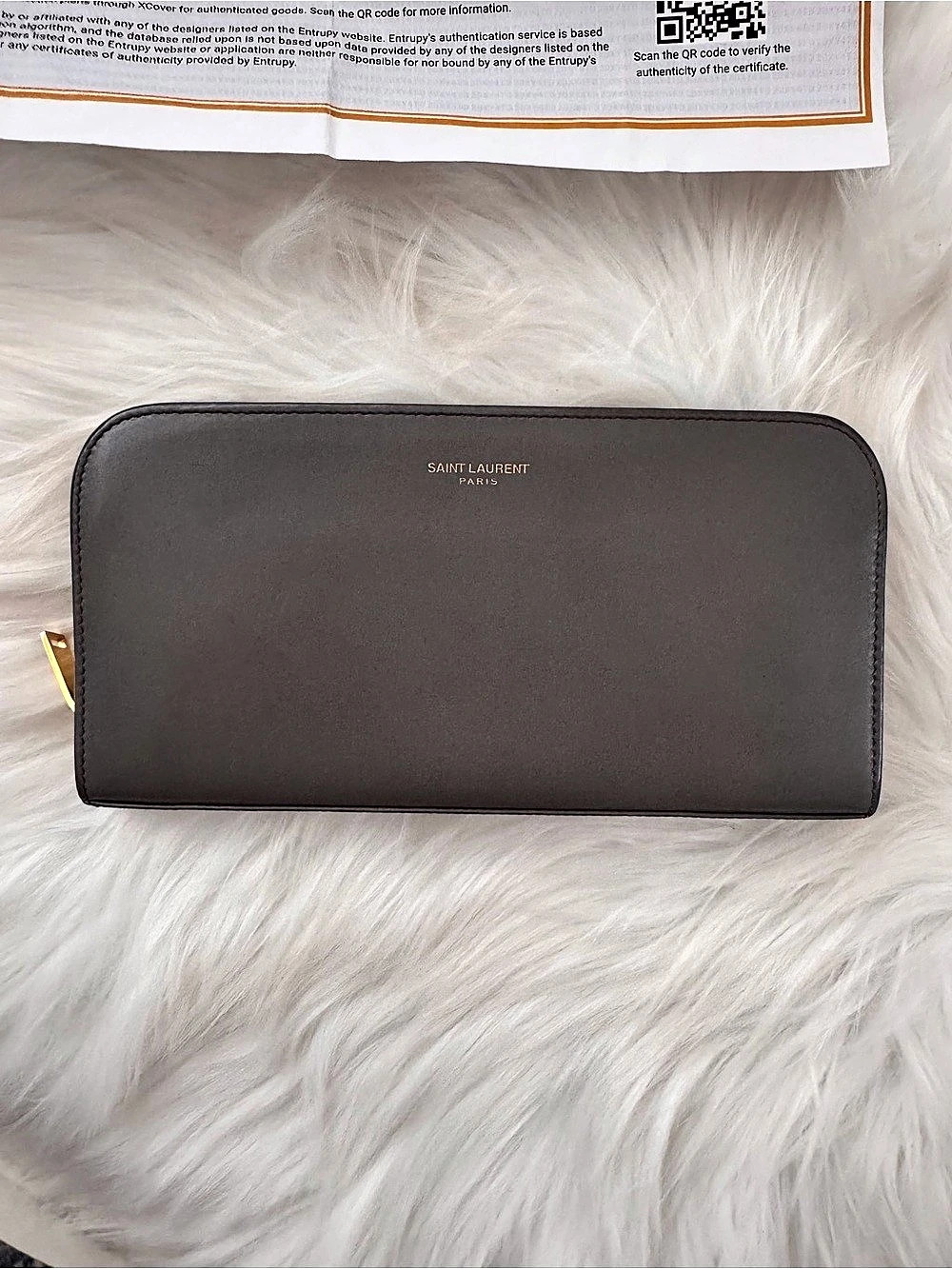 Saint Laurent Paris Zip Around Wallet Leather Gray